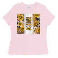Bubblegum Pink western mother's day mini with cowhide and sunflowers tumbler tbs Ladies Tee - TumblerDesignByShophia