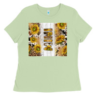 Matcha western mother's day mini with cowhide and sunflowers tumbler tbs Ladies Tee - TumblerDesignByShophia
