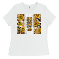 White western mother's day mini with cowhide and sunflowers tumbler tbs Ladies Tee - TumblerDesignByShophia