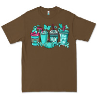Cacao Ovarian Cancer coffee cups teal ribbon Premium Tee - NancyCooperArtShop