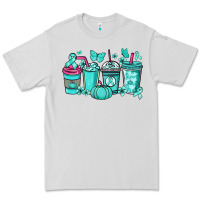 Dove Grey Ovarian Cancer coffee cups teal ribbon Premium Tee - NancyCooperArtShop