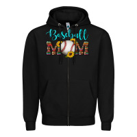 Black western leopard serape wooden sunflowers  turquoise glitter mom baseba Zipper Hoodie - Artiststas