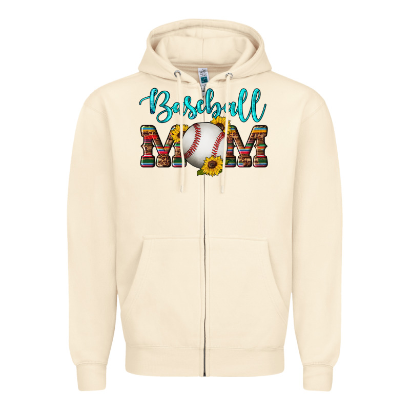 Western Leopard Serape Wooden Sunflowers  Turquoise Glitter Mom Baseba Zipper Hoodie by Artiststas | Teevron