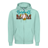Seafoam western leopard serape wooden sunflowers  turquoise glitter mom baseba Zipper Hoodie - Artiststas