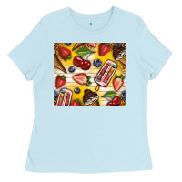 Baby Blue summer ice cream with fruits Ladies Tee - TumblerDesignByShophia