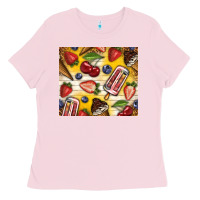 Bubblegum Pink summer ice cream with fruits Ladies Tee - TumblerDesignByShophia