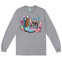 Heather Grey Easter cowboy boots hat Long Sleeve Tee - OliviaCreatesArt