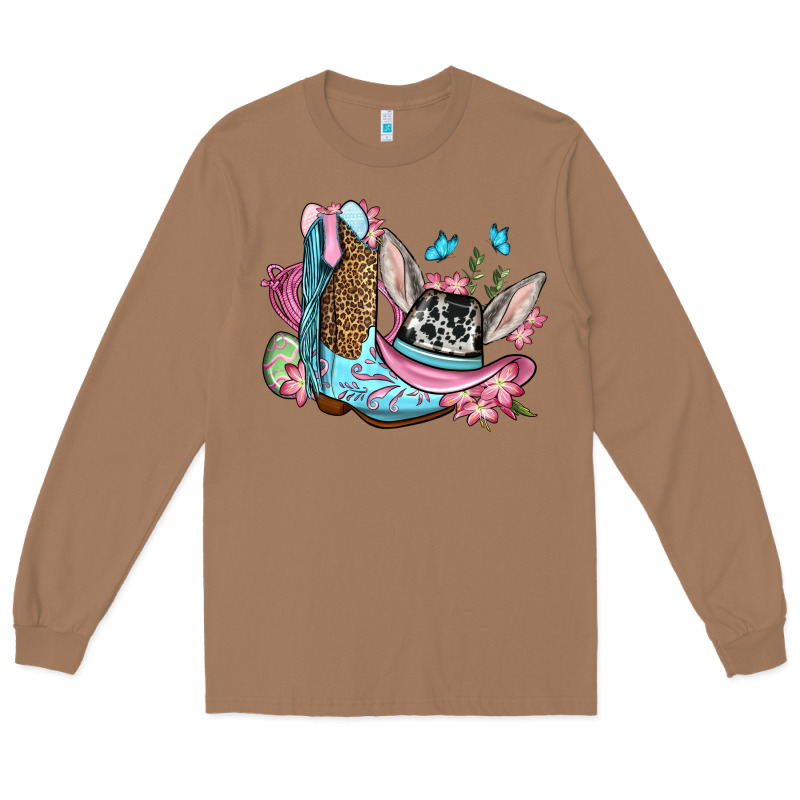 Easter Cowboy Boots Hat Long Sleeve Tee by OliviaCreatesArt | Teevron