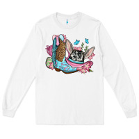 White Easter cowboy boots hat Long Sleeve Tee - OliviaCreatesArt