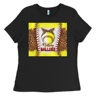 Black raising ballers with baseball and softball leopard tumbler tbs Ladies Tee - TumblerDesignByShophia