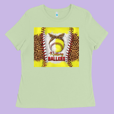 Raising Ballers With Baseball And Softball Leopard Tumbler Tbs Ladies Tee Designed By Tumblerdesignbyshophia