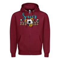 Burgundy western leopard cowhide sunflowers  glitter mom soccer Zipper Hoodie - Artiststas
