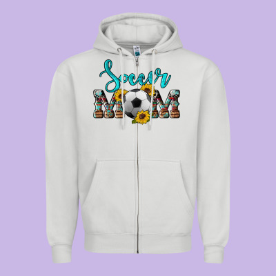 Western Leopard Cowhide Sunflowers  Glitter Mom Soccer Zipper Hoodie Designed By Artiststas