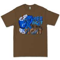 Cacao Her fight is our fight Colon Cancer blue ribbon Premium Tee - NancyCooperArtShop