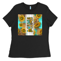 Black western mother's day mimi with turquoise and sunflowers and leopard tu Ladies Tee - TumblerDesignByShophia