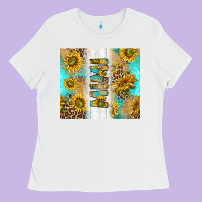 Western Mother's Day Mimi With Turquoise And Sunflowers And Leopard Tu Ladies Tee Designed By Tumblerdesignbyshophia
