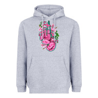 Heather Grey cancer boxing gloves with ribbon Heavyweight Hoodie - AdoDesignShop