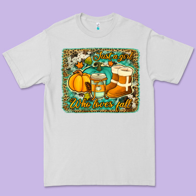 Just A Girl Who Loves Fall Background Premium Tee Designed By Jasminsmagicworld