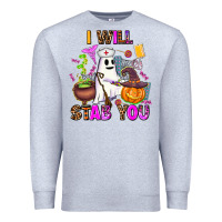 Heather Grey i will stab you nurse Premium Sweatshirt - AdoDesignShop