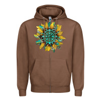Chestnut sunflower with gemstone and cowhide Zipper Hoodie - Artiststas