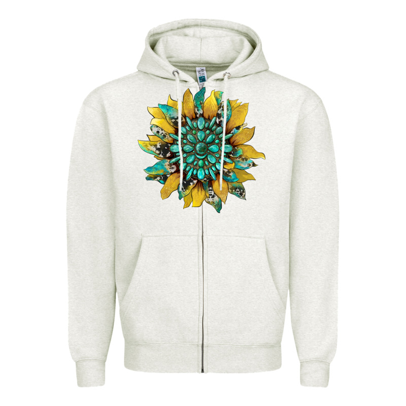 Sunflower With Gemstone And Cowhide Zipper Hoodie by Artiststas | Teevron