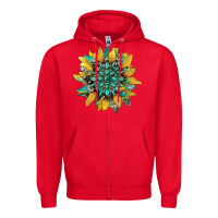 Red sunflower with gemstone and cowhide Zipper Hoodie - Artiststas
