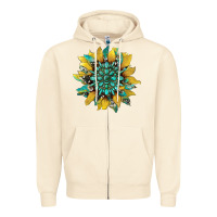 Sandshell sunflower with gemstone and cowhide Zipper Hoodie - Artiststas