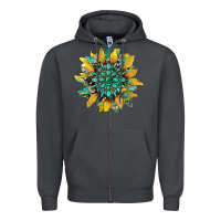 Smoke sunflower with gemstone and cowhide Zipper Hoodie - Artiststas