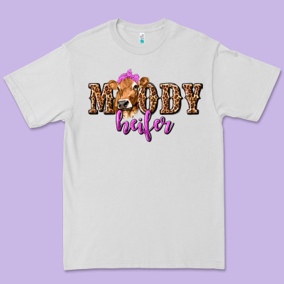 Moody Heifer With Leopard Premium Tee Designed By Texasbilliewilder