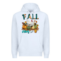 White Fall Vibes Chicken Premium Hoodie - LillyAllenDesigns