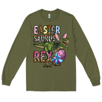 Army Green Easter Saurus Rex Long Sleeve Tee - OliviaCreatesArt