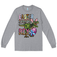 Heather Grey Easter Saurus Rex Long Sleeve Tee - OliviaCreatesArt