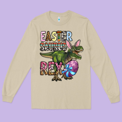 Easter Saurus Rex Long Sleeve Tee Designed By Oliviacreatesart