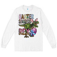 White Easter Saurus Rex Long Sleeve Tee - OliviaCreatesArt