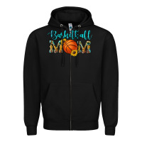 Black western leopard camouflage sunflowers glitter mom basketball Zipper Hoodie - Artiststas
