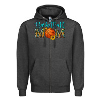 Charcoal Heather western leopard camouflage sunflowers glitter mom basketball Zipper Hoodie - Artiststas