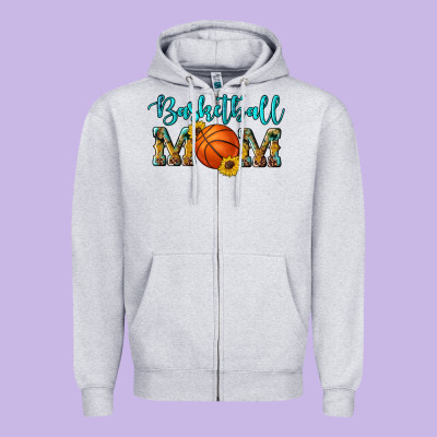 Western Leopard Camouflage Sunflowers Glitter Mom Basketball Zipper Hoodie Designed By Artiststas