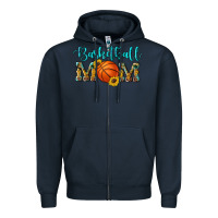 Navy western leopard camouflage sunflowers glitter mom basketball Zipper Hoodie - Artiststas