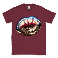 Burgundy American lip leopard 4th of july Classic Tee - HowdyJamesFarm