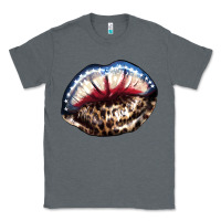 Charcoal Heather American lip leopard 4th of july Classic Tee - HowdyJamesFarm