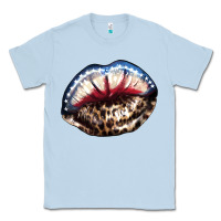 Dusty Blue American lip leopard 4th of july Classic Tee - HowdyJamesFarm