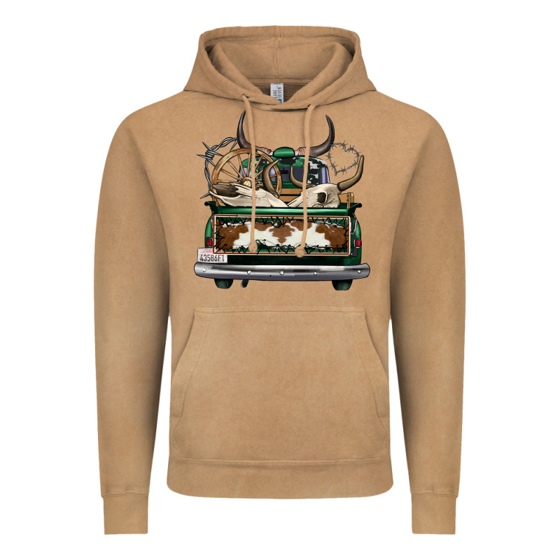 Cowhide And Hunter Truck Olivia Vintage Hoodie by OliviaCreatesArt | Teevron