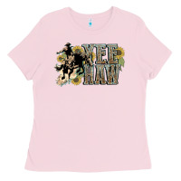Bubblegum Pink Yee haw Cowboy western Ladies Tee - HowdyJamesFarm