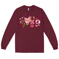 Burgundy Chicken Valentine's Day xoxo Long Sleeve Tee - FaDigitalArtStudio