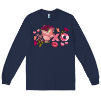 Navy Chicken Valentine's Day xoxo Long Sleeve Tee - FaDigitalArtStudio
