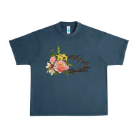 Midnight Navy Crown of thorns floral Easter Urban Heavy Tee - CowGirlArtShop