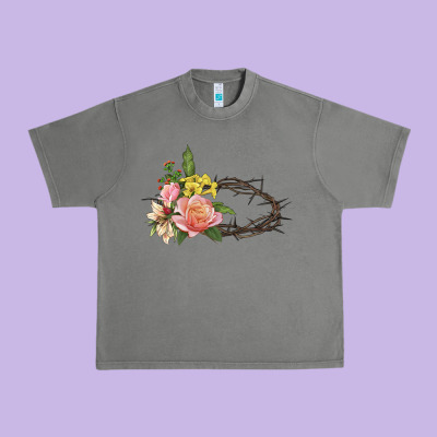 Crown Of Thorns Floral Easter Urban Heavy Tee Designed By Cowgirlartshop