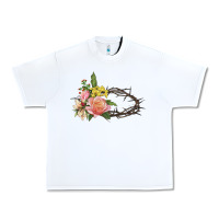 White Crown of thorns floral Easter Urban Heavy Tee - CowGirlArtShop