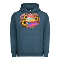 Pigment Midnight Navy books sunflower back to school background Urban Hoodie - AdoDesignShop
