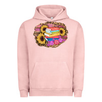 Pigment Salmon books sunflower back to school background Urban Hoodie - AdoDesignShop
